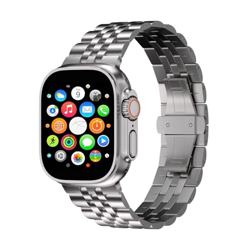 idudu Grade 5 Titanium Band for Apple Watch Ultra,Ultra 2 & Ultra 3 49mm,Adjustable Metal Band with Secure Clasp - Lightweight Durable Titanium Metal Bracelet Strap Compatible iWatch Ultra 49mm Men - Image 1