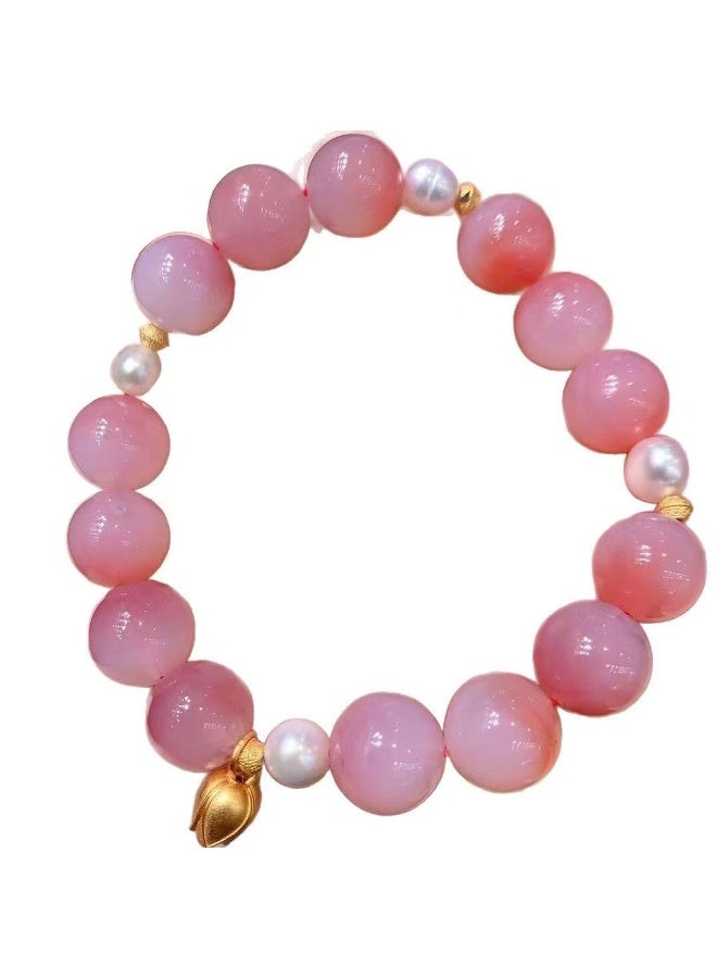 Goolsky Peach Pearl Bracelet – Sweet Fruit-Inspired Beaded Jewelry, Perfect Birthday Gift for Her - Image 1