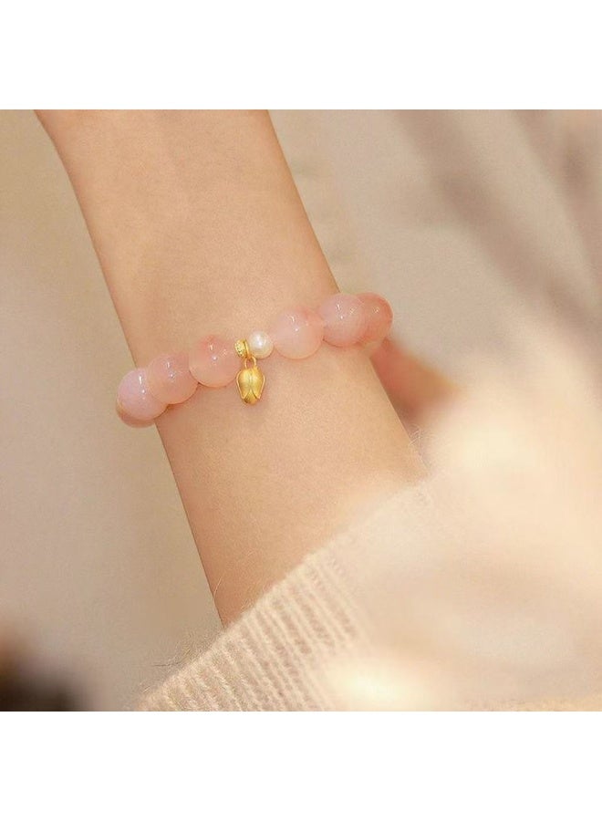 Goolsky Peach Pearl Bracelet – Sweet Fruit-Inspired Beaded Jewelry, Perfect Birthday Gift for Her - Image 2