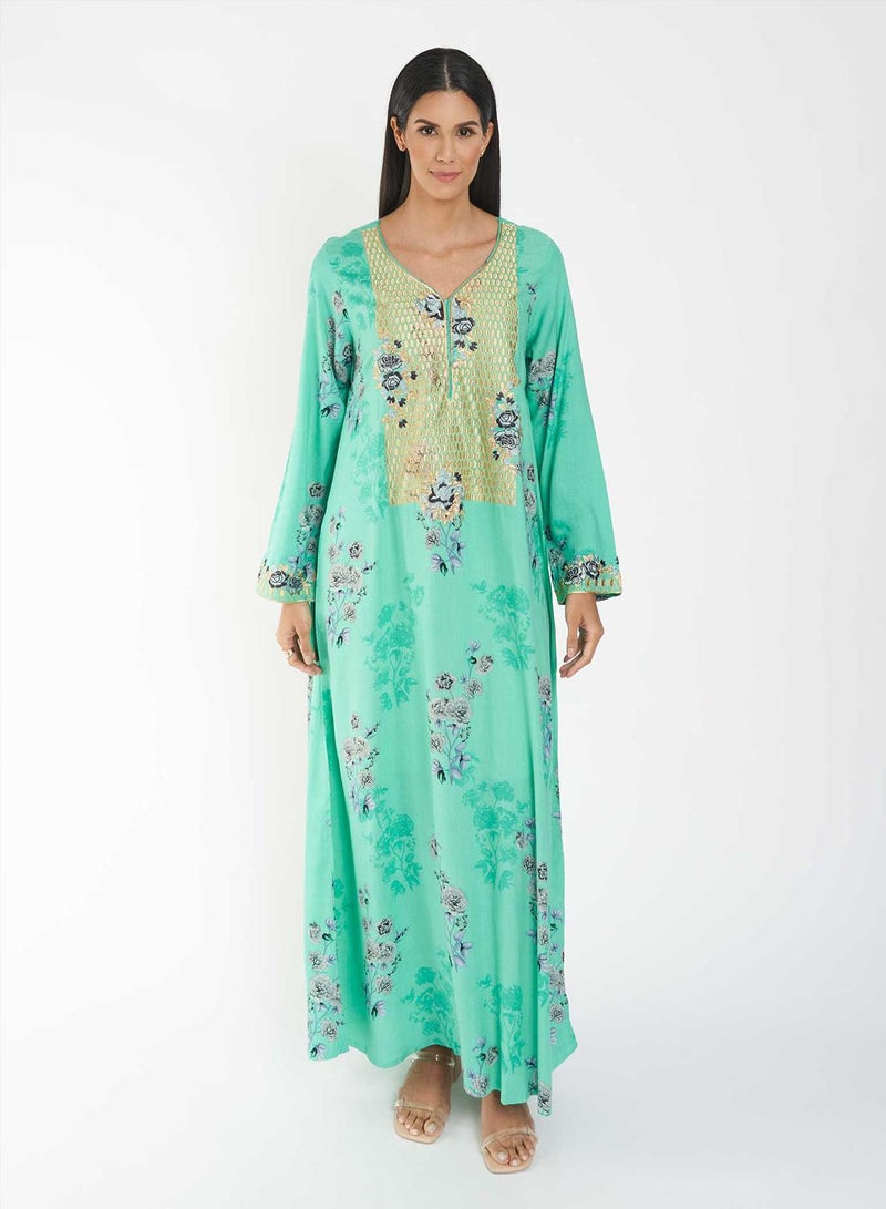 كشخة جلابية فيسكوز بطبعة زهور - Image 1