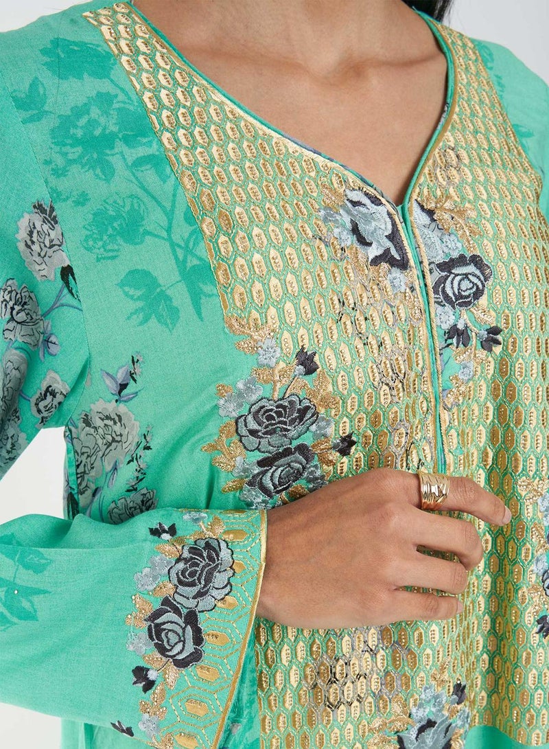 كشخة جلابية فيسكوز بطبعة زهور - Image 4