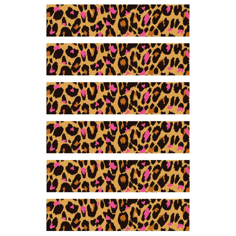 Fukaisu 6pcs Pink Leopard Edible Cake Borders 1102x244in28x62cm PreCut Edible Wrap Strips Glutinous Rice Paper Birthday Cake Decorations for Leopard Theme Birthday Party Supplies - Image 3