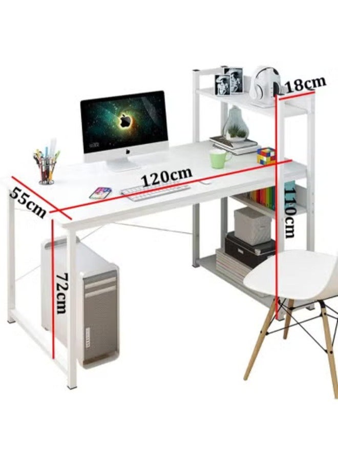 AGD Computer Desk with Storage Shelves Home Office Desk with Bookshelf Study Writing Table Corner Desk PC Laptop Desk with Strong Legs (120 * 55 * 110 cm)  - Image 1