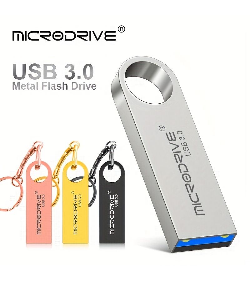MICRODRIVE High Speed USB 3.0 Flash Drive 64GB Golden Memory Stick Reliable Multifunctional Data Storage Pendrive for PC - Image 1