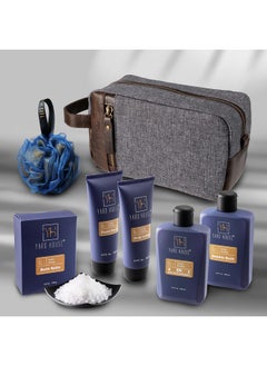 Yard House YARD HOUSE All Natural Bath and Body Spa Gift Basket Set for Men - Ocean Breeze - Luxury Men's Skin Care Kit For Him in Toiletry Bag for Relaxation, Revitalization, Exfoliating, Cleansing  - Image 2