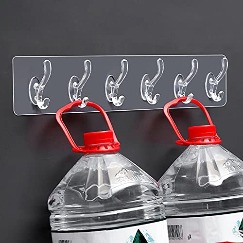 ShreejiiH Self Adhesive 6in 1 Hook Sticker Strip for Wall Hanging MultiPurpose Item Heavy Duty Sticky Hooks for Hanging Reusable Waterproof Transparent Pack of 3 - Image 3