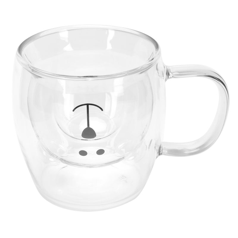 Bear Shaped Glass Cup: 8.5 Oz Transparent Double Wall High Borosilicate Glass - Heat Cold Resistant Reusable Cute Glass Mug for Home Office Coffee Tea Lovers Holiday Gifting - Image 5