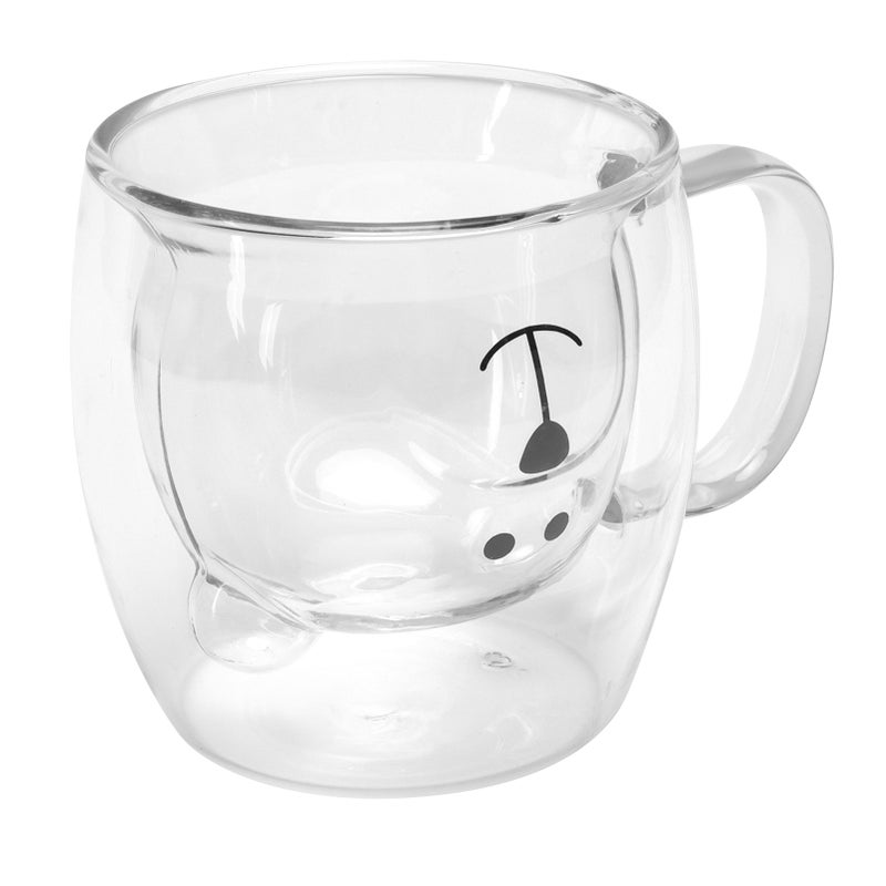 Bear Shaped Glass Cup: 8.5 Oz Transparent Double Wall High Borosilicate Glass - Heat Cold Resistant Reusable Cute Glass Mug for Home Office Coffee Tea Lovers Holiday Gifting - Image 3