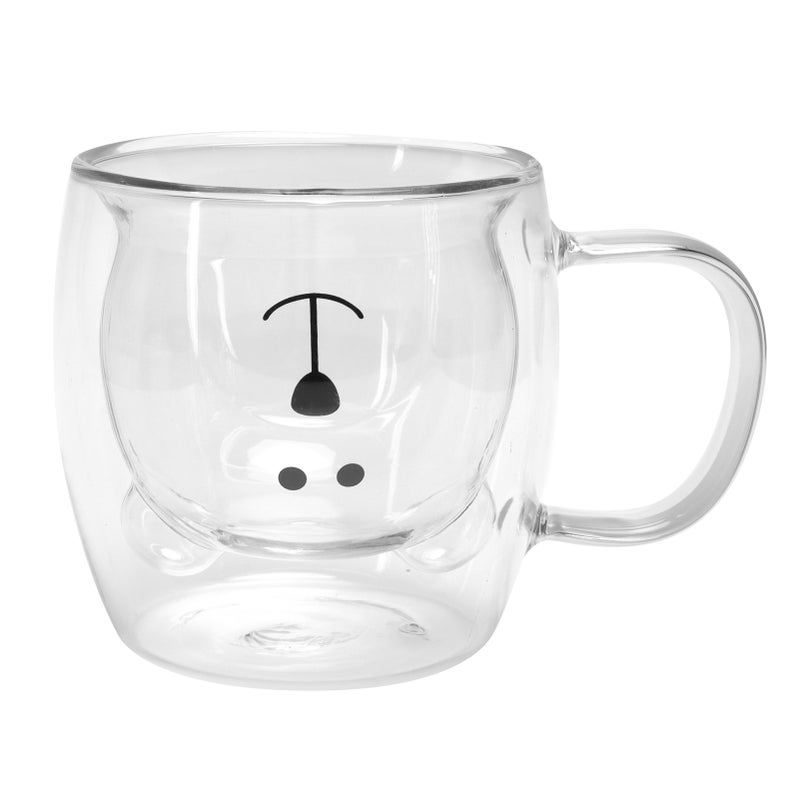 Bear Shaped Glass Cup: 8.5 Oz Transparent Double Wall High Borosilicate Glass - Heat Cold Resistant Reusable Cute Glass Mug for Home Office Coffee Tea Lovers Holiday Gifting - Image 2