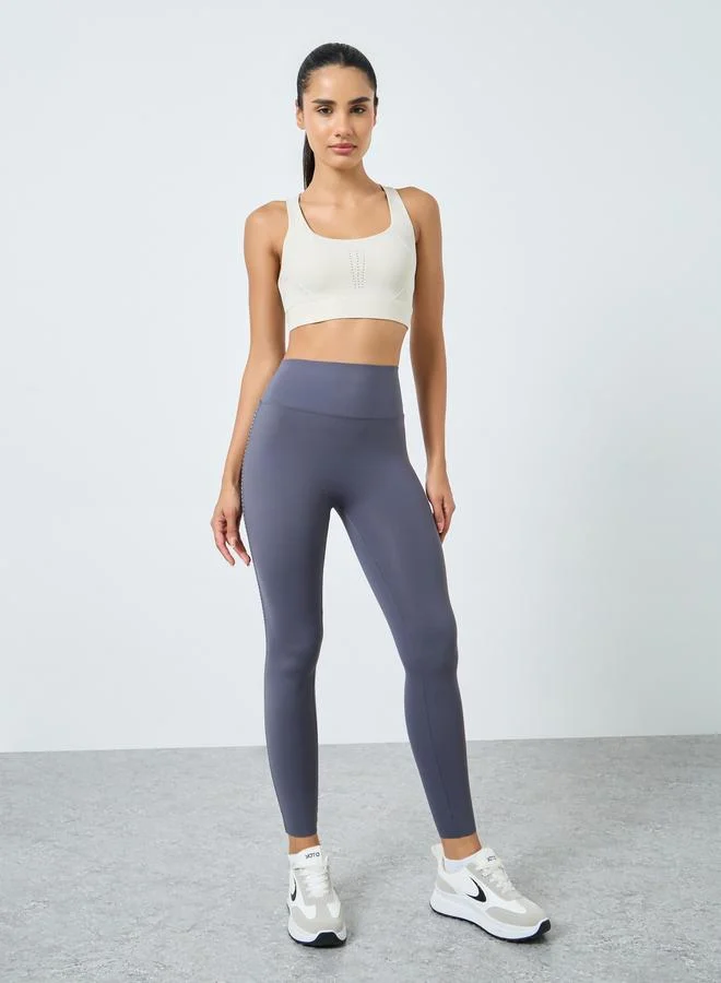 Styli Active Hook and Eye Racerback Perforated Sports Bra