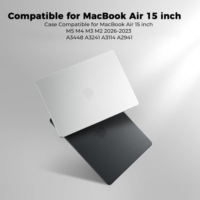 BlueSwan حافظة متوافقة مع M5 M4 M3 M2 Macbook Air مقاس 15 بوصة A3448 A3241 A3114 A2941، صدرت في 2026-2023، غطاء حماية للكمبيوتر المحمول من مادة PP غير لامع مقاوم للتشقق وبصمات الأصابع، مقاس 15.3 بوصة، شفاف غير لامع - Image 4