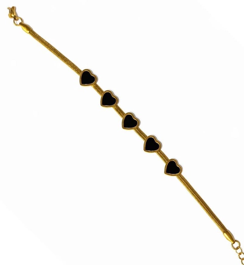 bracelet Stainless Steel with Black hearts Anti-rust - Image 2