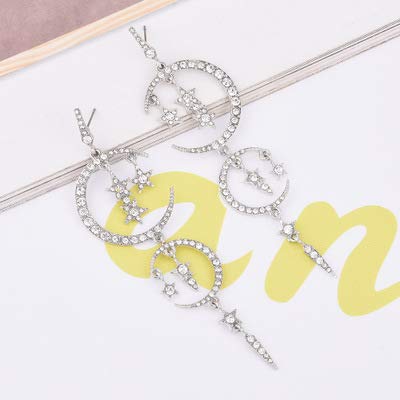 QIAN0813 Flat Back Silver Earrings for Women - Sun Moon Star Celestial celestial Huggie Dangle Earrings, Hypoallergenic Greek Mythology Boho Greek Mythology Witchy Jewelry (Crystal) - Image 5