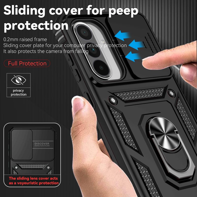 PUSHIMEI for Samsung Galaxy A36 5G Case with Slide Camera Cover HD Screen Protector [Military Grade 16ft. Drop Tested] Magnetic Ring Holder Kickstand Protective Phone Case for Galaxy A36 5G 2025, Black - Image 3