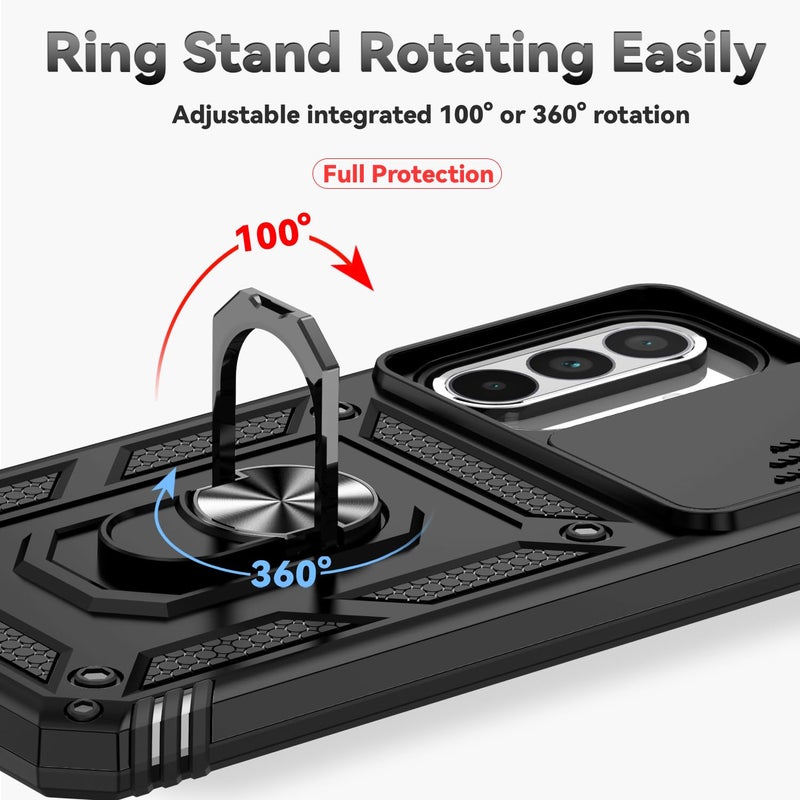 PUSHIMEI for Samsung Galaxy A36 5G Case with Slide Camera Cover HD Screen Protector [Military Grade 16ft. Drop Tested] Magnetic Ring Holder Kickstand Protective Phone Case for Galaxy A36 5G 2025, Black - Image 5