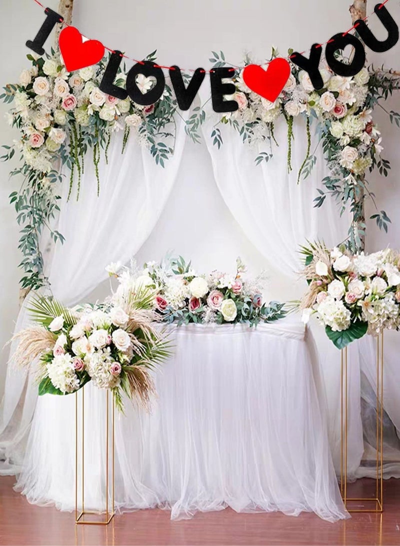 A hanging banner with the phrase "I LOVE YOU", easy to install and hang on walls, curtains, or doors. Perfect for anniversary celebrations, engagements, Valentine's Day, and weddings.  - Image 2