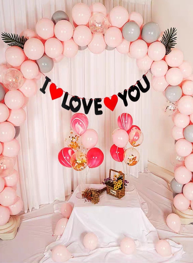 A hanging banner with the phrase "I LOVE YOU", easy to install and hang on walls, curtains, or doors. Perfect for anniversary celebrations, engagements, Valentine's Day, and weddings.  - Image 3