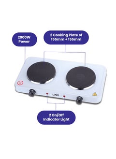 lynx Dual Hot Plate | Overheat protection | Cast Iron Heating Plate Portable Electric Hob with Temperature Control for Home, Camping & Caravan Cooking, Suitable For All Types Of Cookware 2000W LY-HP-6015  - Image 2