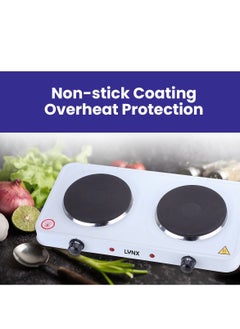 lynx Dual Hot Plate | Overheat protection | Cast Iron Heating Plate Portable Electric Hob with Temperature Control for Home, Camping & Caravan Cooking, Suitable For All Types Of Cookware 2000W LY-HP-6015  - Image 3