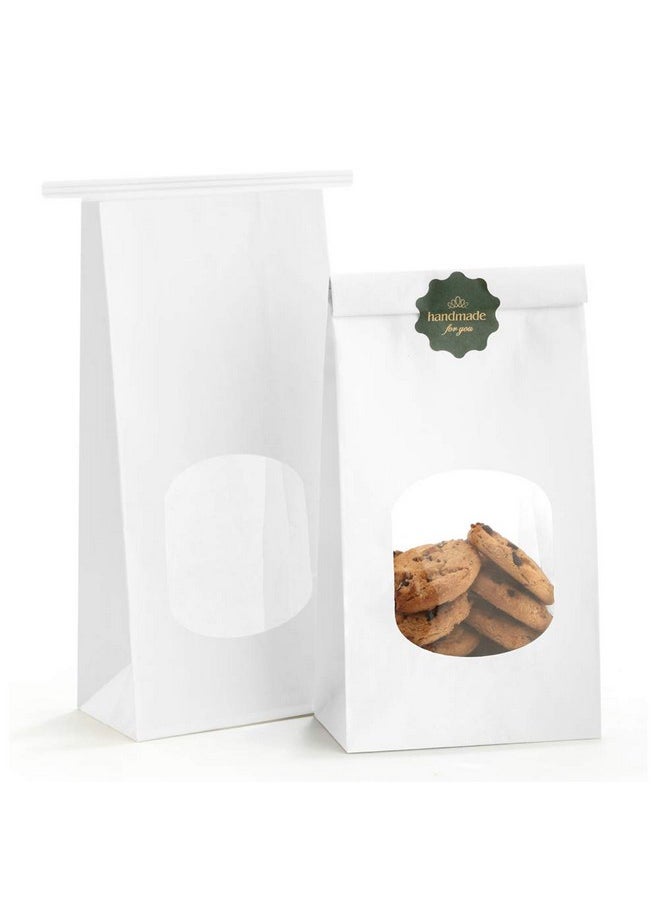 BagDream - Bakery Bags With Window Kraft Paper Bags 100Pcs 4.5X2.36X9.6 Inches Tin Tie Tab Lock Bags White Window Bags Cookie Bags Coffee Bags - Image 1