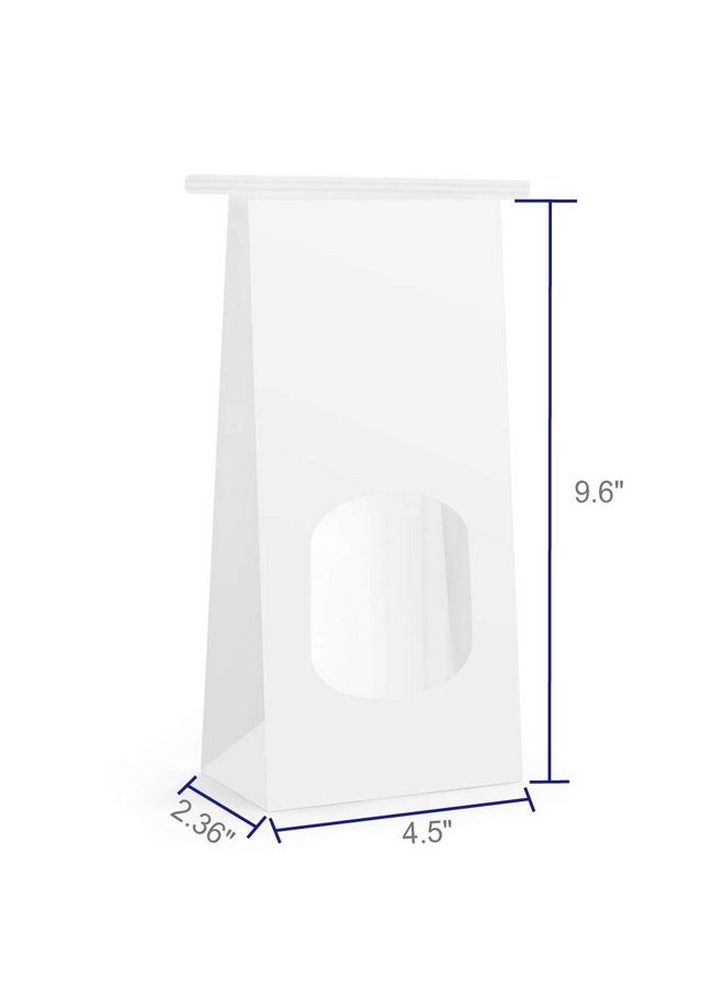 BagDream - Bakery Bags With Window Kraft Paper Bags 100Pcs 4.5X2.36X9.6 Inches Tin Tie Tab Lock Bags White Window Bags Cookie Bags Coffee Bags - Image 1
