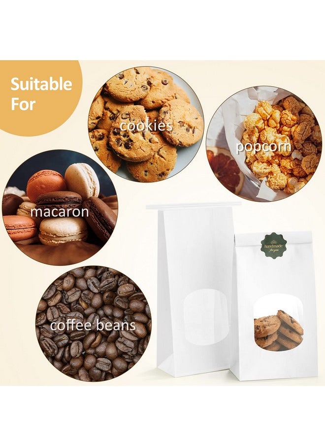 BagDream - Bakery Bags With Window Kraft Paper Bags 100Pcs 4.5X2.36X9.6 Inches Tin Tie Tab Lock Bags White Window Bags Cookie Bags Coffee Bags - Image 1