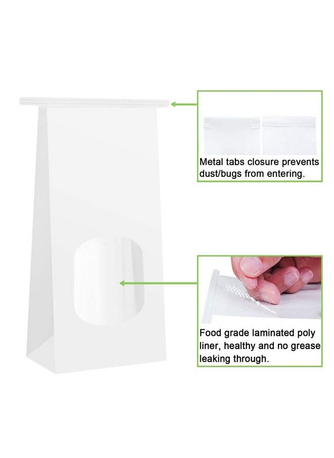 BagDream - Bakery Bags With Window Kraft Paper Bags 100Pcs 4.5X2.36X9.6 Inches Tin Tie Tab Lock Bags White Window Bags Cookie Bags Coffee Bags - Image 1