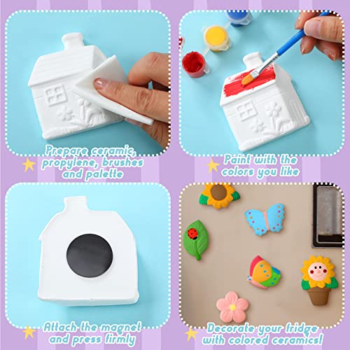 Sinmoe 12 Sets Spring Ceramic Painting Kit for Kids Paint Your Own Figurine Butterfly Flower Sunflower Insect Bisque Ceramic for Adult Toddler Preschool Boys Girls DIY Art Craft Project Party Favor - Image 4