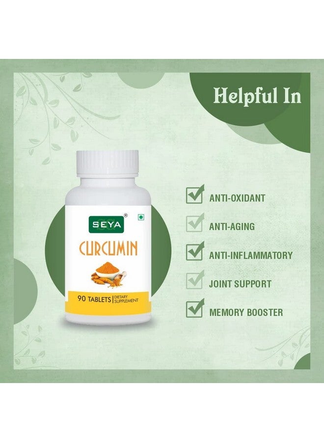 SEYA Curcumin Tablet, 90 Count (Pack of 3) / Immunity Booster/Good for Skin and Joint Pain/Pure & Natural - Image 2