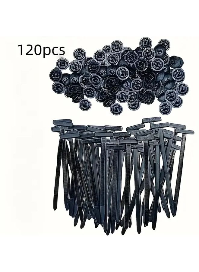 120pcs Black Self Latching Nylon Zip Ties For Cable Management Wire Holder And Car Repair - Image 1