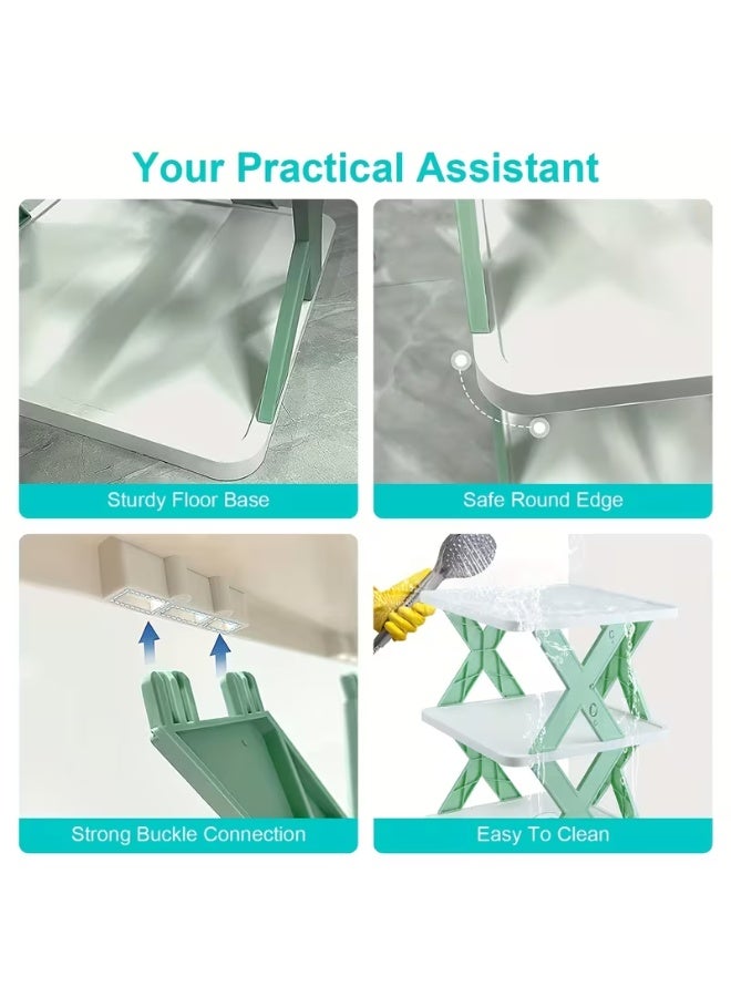 بلومنغ تايم رف شبشب بسيط عند الباب ، متعدد الطبقات موفر للمساحة ، تركيب منزلي خال من الغبار ، خزانة أحذية بلاستيكية قابلة للطي - Image 3