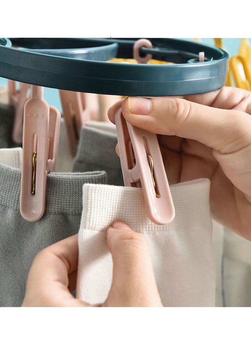 MARGOUN Clothes Drying Hanger Foldable Drying Rack With 12 Clips Plastic Space Saving Closet Organizer Hanger Rack for Towels Socks Bras Underwear - Image 3