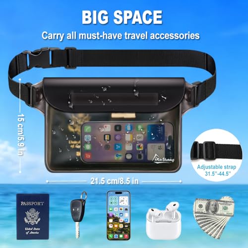 iKuShang Waterproof Fanny Pack Phone Pouch - 32FT Submersible Triple Zip Lock Dry Bag, Touchscreen Passport Wallet Travel Pouch for Beach Cruise Swimming Kayaking Boating Essentials - Image 2
