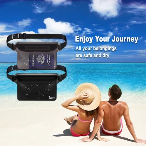 iKuShang Waterproof Fanny Pack Phone Pouch - 32FT Submersible Triple Zip Lock Dry Bag, Touchscreen Passport Wallet Travel Pouch for Beach Cruise Swimming Kayaking Boating Essentials - Image 3