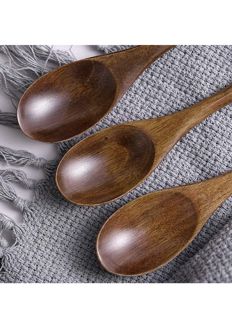 Set of 6 Wooden Soup Spoons and Forks for Parties, Banquets, Buffet, Restaurants, Canteens, and Daily Life