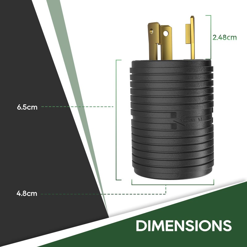 RVGUARD Generator Adapter Plug 3 Prong to 4 Prong, NEMA L5-30P to NEMA L14-30R Locking Adapter. - Image 5