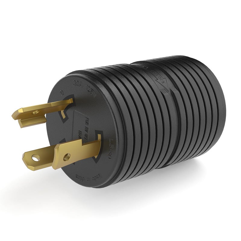 RVGUARD Generator Adapter Plug 3 Prong to 4 Prong, NEMA L5-30P to NEMA L14-30R Locking Adapter. - Image 1