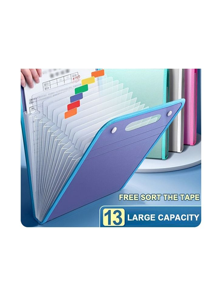 13 Pocket File Folders Portable A4 Letter Size - Image 1