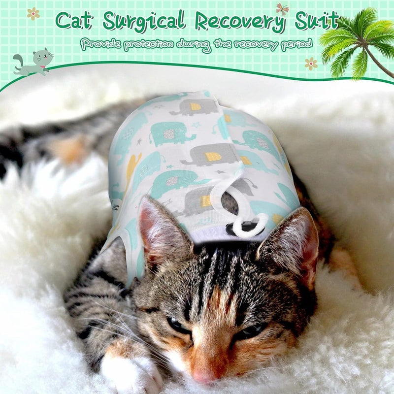 Nuanchu 3 Pieces Cat Recovery Suit Kitten Recovery Suit E-Collar Alternative for Cats and Dogs Abdominal Skin Anti Licking Pajama Suit (Cute Pattern, Small) - Image 5