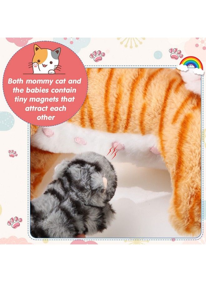 Skylety Nurturing Cat Stuffed Animal: Plush Mommy Kitty & 4 Kittens For Girls Boys Birthday Gifts (Cute Style) - Image 5