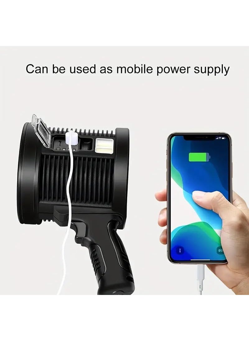 BLURISM BLURISM Black Rechargeable Spotlight 90000 Lumens Handheld Hunting Flashlight Led Spot Light with Cob Light and Solar Panels Lightweight and Super Bright Spotlight for Hunting Boating Camping  - Image 5