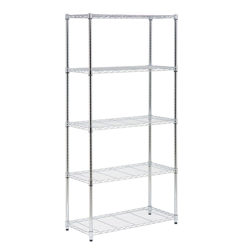 honeycando HoneyCanDo 5Tier Adjustable Shelving Unit Chrome SHF09685 Chrome 1750lbs 350lb Weight Capacity Per Shelf 