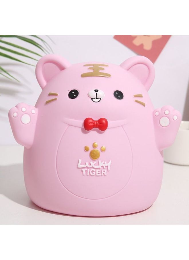 Generic Internet Red Cartoon Twelve Zodiac Dog Dragon Horse Sheep Piggy Bank Fall-resistant Cute Piggy Bank-Color:Pink Tiger-Size:Medium Size Can Only Go In But Not Out  - Image 1