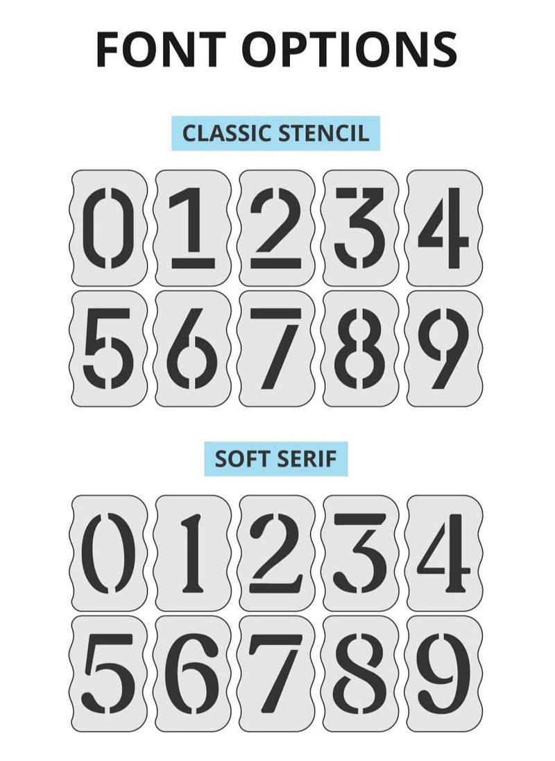 SYOSI - Curb Stencil Kit for Address Painting, Reusable Plastic Numbers Stencils - 14 Mil Mylar Plastic for Painting in Wall Wood Road Mailbox [4" Tall Numbers, 2 of Each] - Image 1