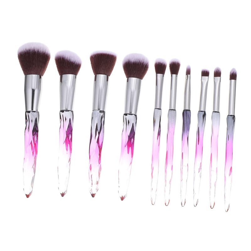 10-Piece Glass Diamond Makeup Brush Set Plastic Handles – Professional Foundation Eyeliner and Powder Brushes for Women – for Daily Use and Travel - Image 1
