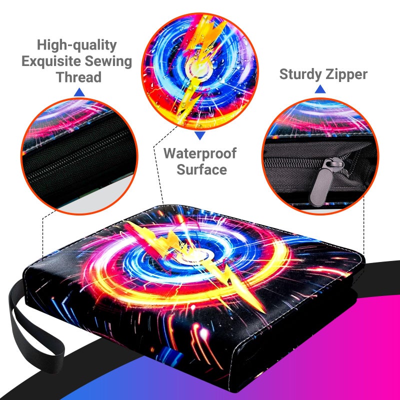 FARICHE Trading Card Binder for TCG Cards, 4-Pocket Portable Card Collector Ablum Holder Book Fits 400 Cards with 50 Removable Sleeve, Waterproof Card Binder Display Storage Carrying Cases -Lightning - Image 2