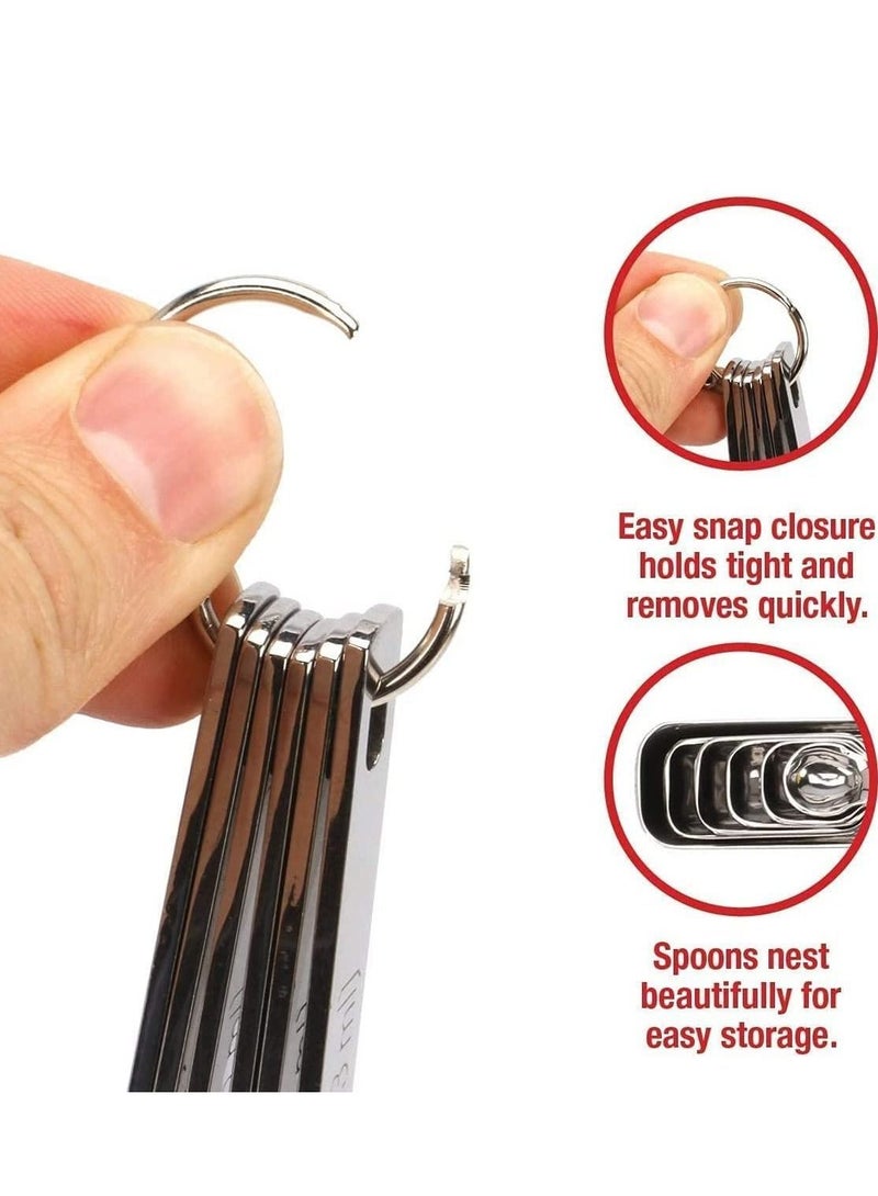 NIBEMINENT Measuring Spoons Set, Stainless Steel Spoons, Exact Kitchen Utensils When Dry Or Liquid Ingredients for Narrow Spice Jars (6 Pcs-Silver) - Image 4