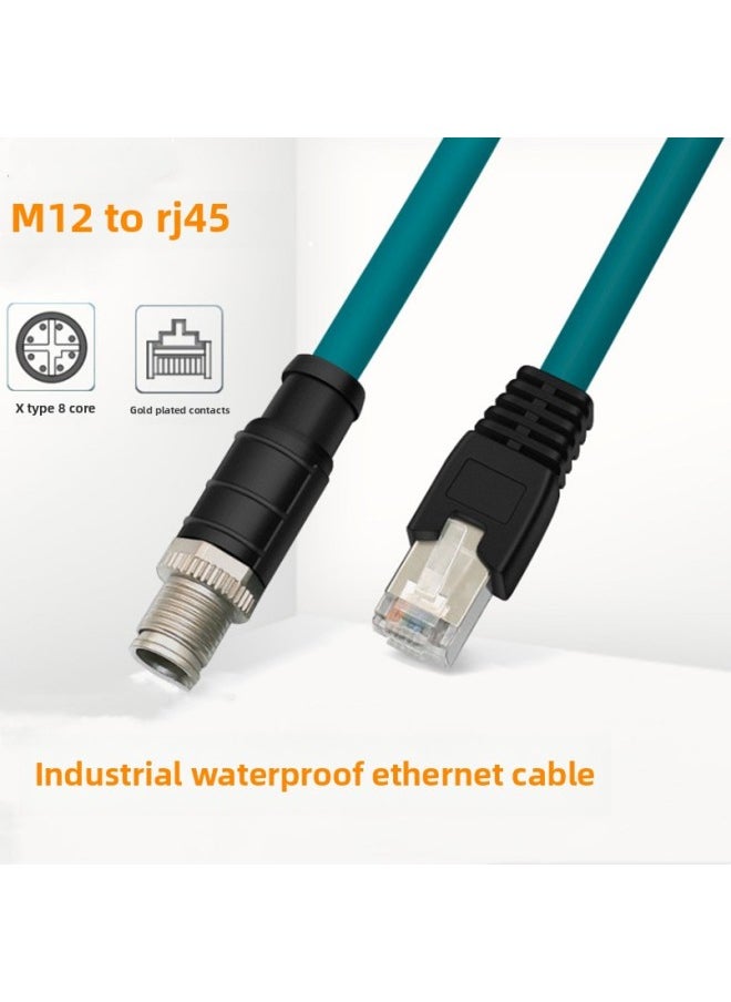Generic M12 Connector Adapter RJ45 Network Double Shielded Industrial Ethernet High Flexible Network Cable 4 8 Core A Type D X Type Coding-Color:M12X 8-core High Flexible Wire-Line Length:12 M  - Image 1