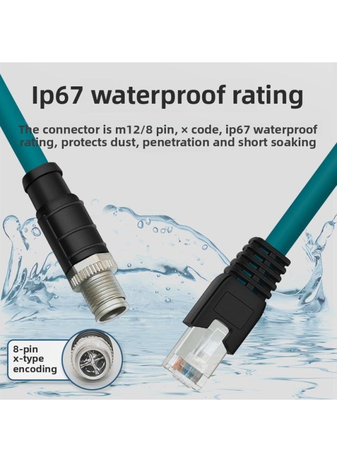Generic M12 Connector Adapter RJ45 Network Double Shielded Industrial Ethernet High Flexible Network Cable 4 8 Core A Type D X Type Coding-Color:M12X 8-core High Flexible Wire-Line Length:12 M  - Image 4