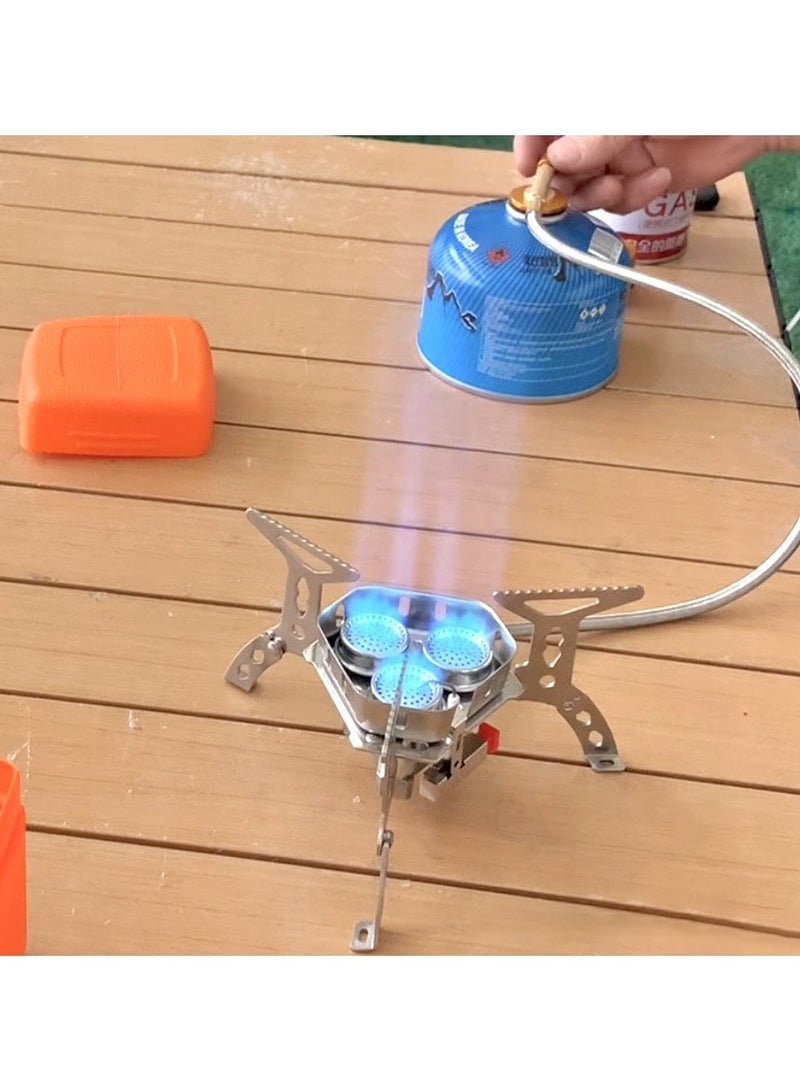 تابيت موقد تخييم محمول بقوة 6800 واط، موقد طهي خارجي محمول مع محول حاوية وقود، إشعال بيزو، حقيبة حمل، موقد غاز للتخييم مقاوم للرياح قابل للطي للتنزه سيرًا على الأقدام - Image 2